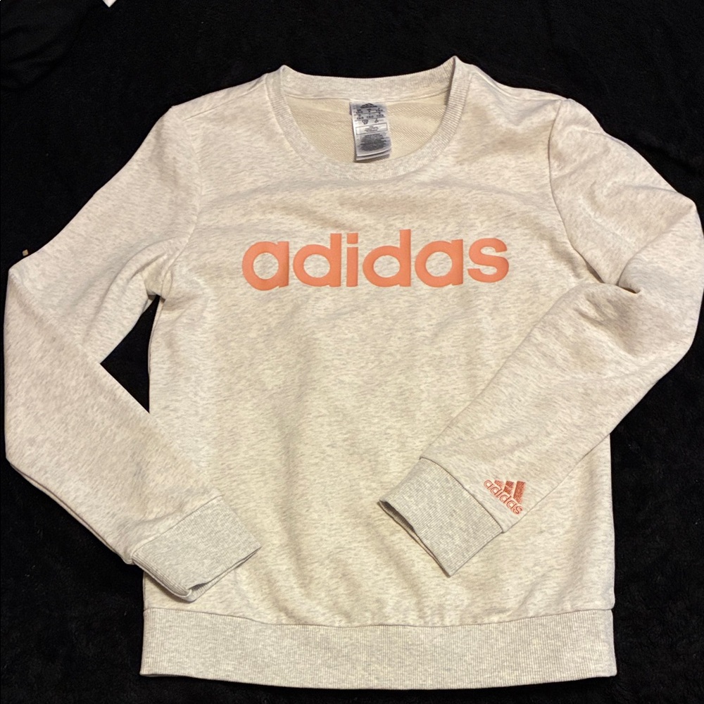 Adidas Beige Sweatshirt with Coral Logo